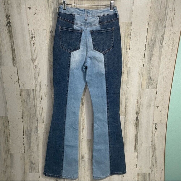 Altar'd State Blue Two-Tone Flare Jeans - Picture 3 of 11